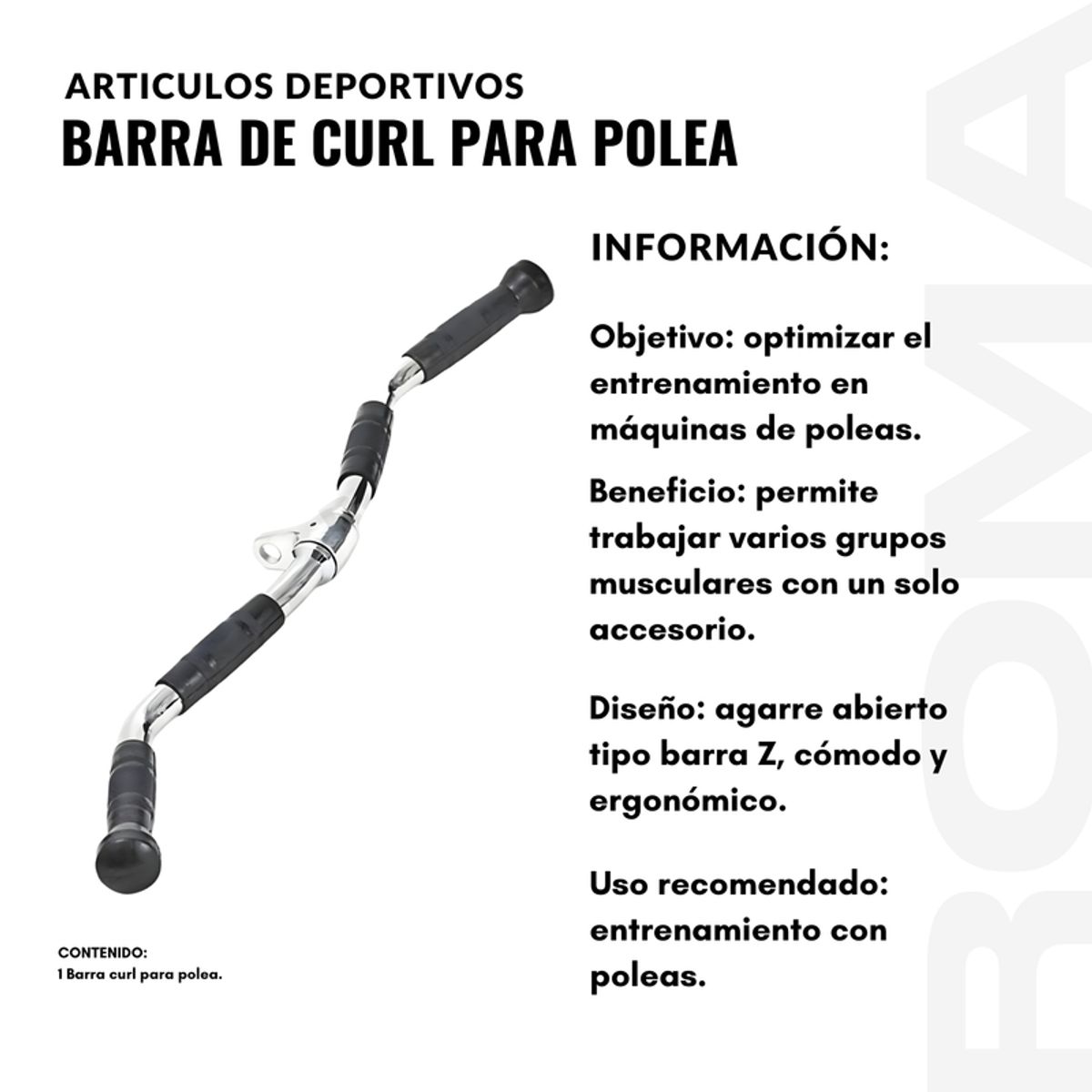 GENERICO - BARRA DE CURL PARA POLEA