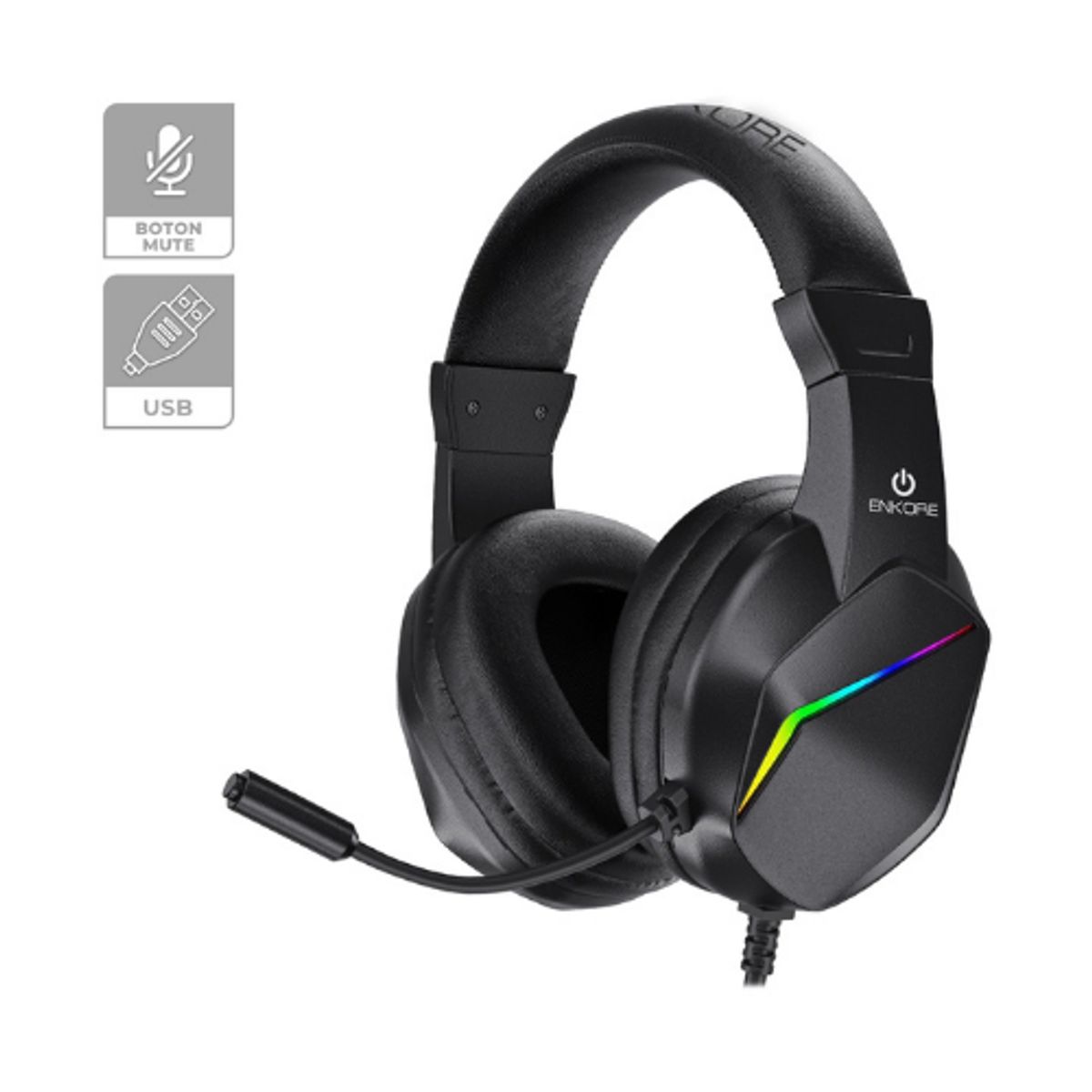 ENKORE - AUDIFONO GAMER USB RAINBOW CON MICRO WINNER EKH G1001U ENKORE