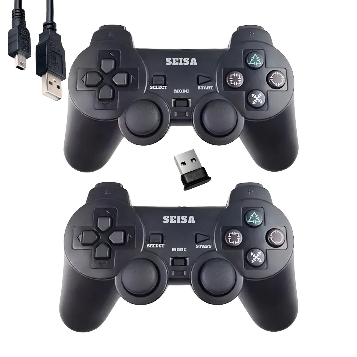 SEISA - Mando Joystick PC Inalámbrico Doble 2 En 1 Vibración Gamepad Seisa NJP503