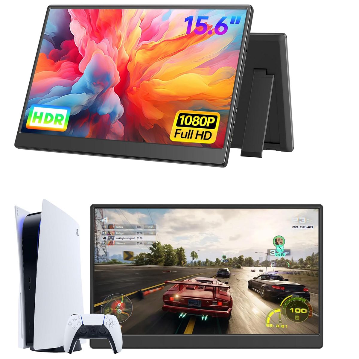 GENERICO - Monitor Portátil 15.6 1080p Fhd Ips Full Hd Pantalla Gamer