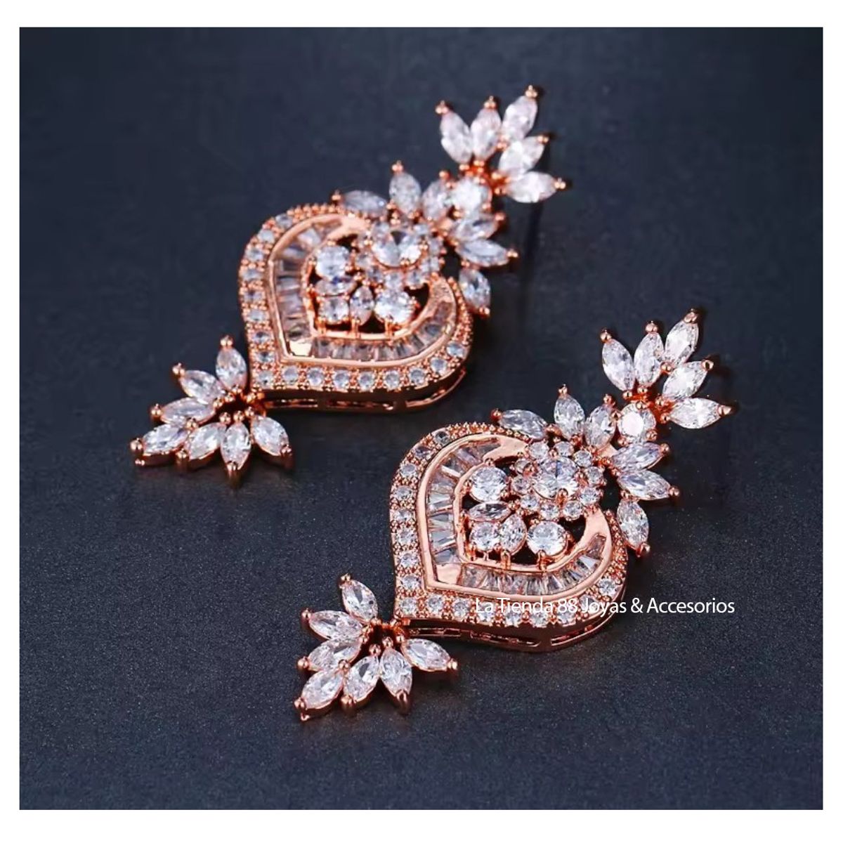 LA TIENDA 88 JOYAS Y ACCESORIOS - La Tienda 88 - Aretes Pendientes Deluxe Fiesta Mujer Gota de Cristal - Rosa