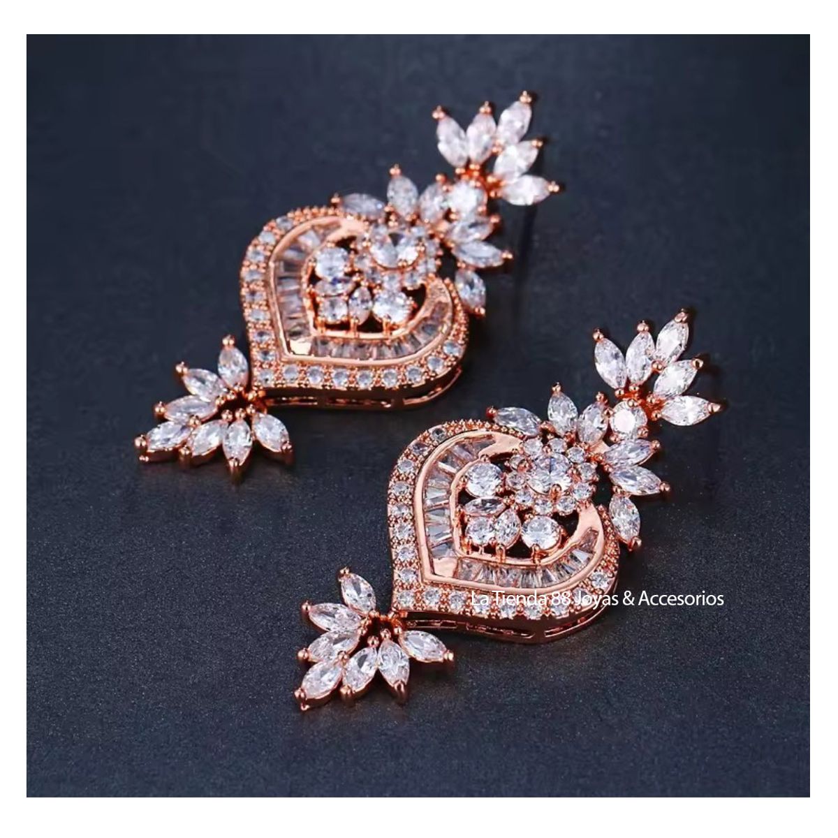 LA TIENDA 88 JOYAS Y ACCESORIOS - La Tienda 88 - Aretes Pendientes Deluxe Fiesta Mujer Gota de Cristal - Rosa