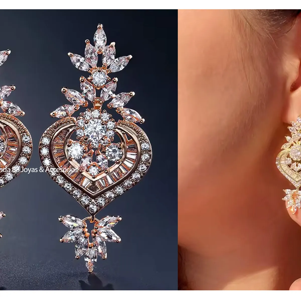 LA TIENDA 88 JOYAS Y ACCESORIOS - La Tienda 88 - Aretes Pendientes Deluxe Fiesta Mujer Gota de Cristal - Rosa