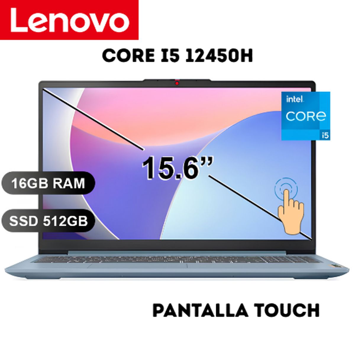 LENOVO - Laptop LENOVO IDEAPAD SLIM3 15IAH8, I5-12450H, 16GB RAM, 512GB SSD, 15.6 Pantalla TOUCH