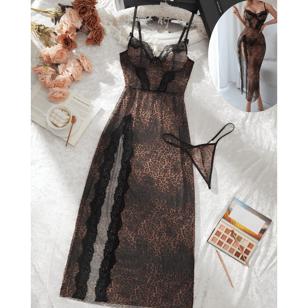 GENERICO - Vestido Lencero para dormir print para mujer S