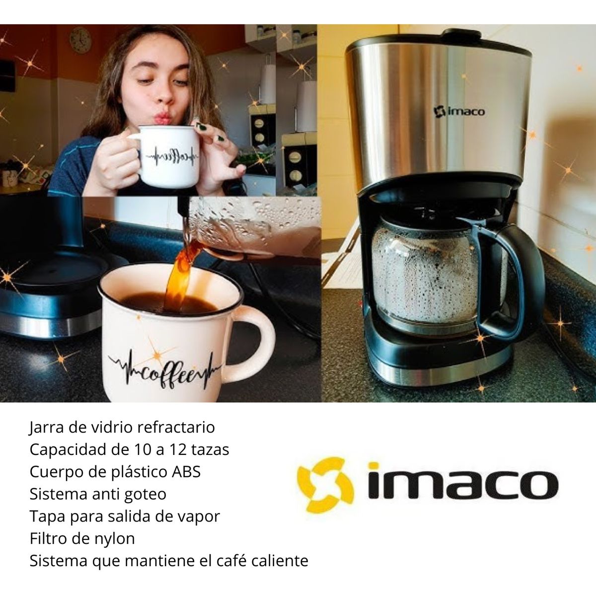 IMACO - Cafetera Eléctrica Imaco CM1280 12 tazas