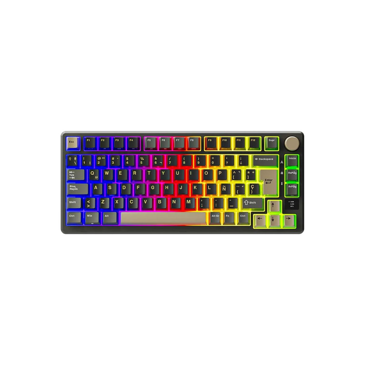 ROYAL KLUDGE - Teclado Gamer Royal Kludge RK M75 Inalámbrico SP Phantom K Switch Silver