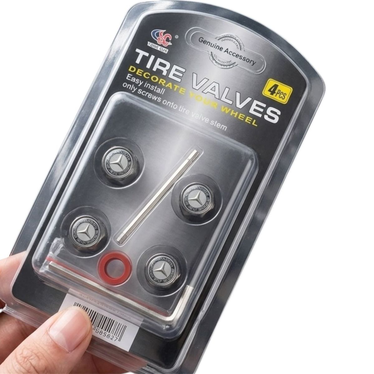 GENERICO - Tapas de pitón neumático Mercedes Benz  – Set x4 con Llave