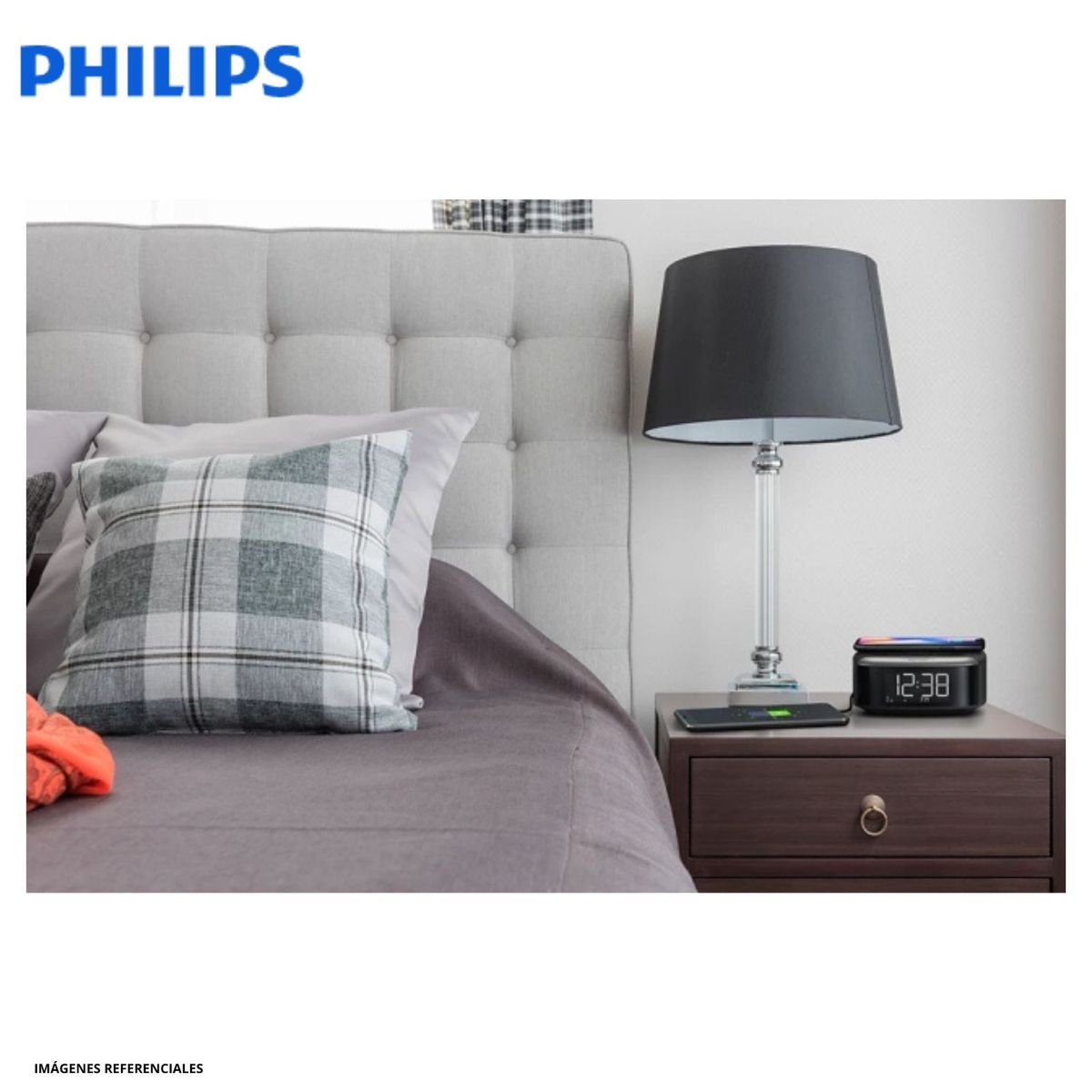 PHILIPS - Radio Reloj Bluetoth PHILIPS TAR7606 con Alarma y Powerbank Inalámbrico