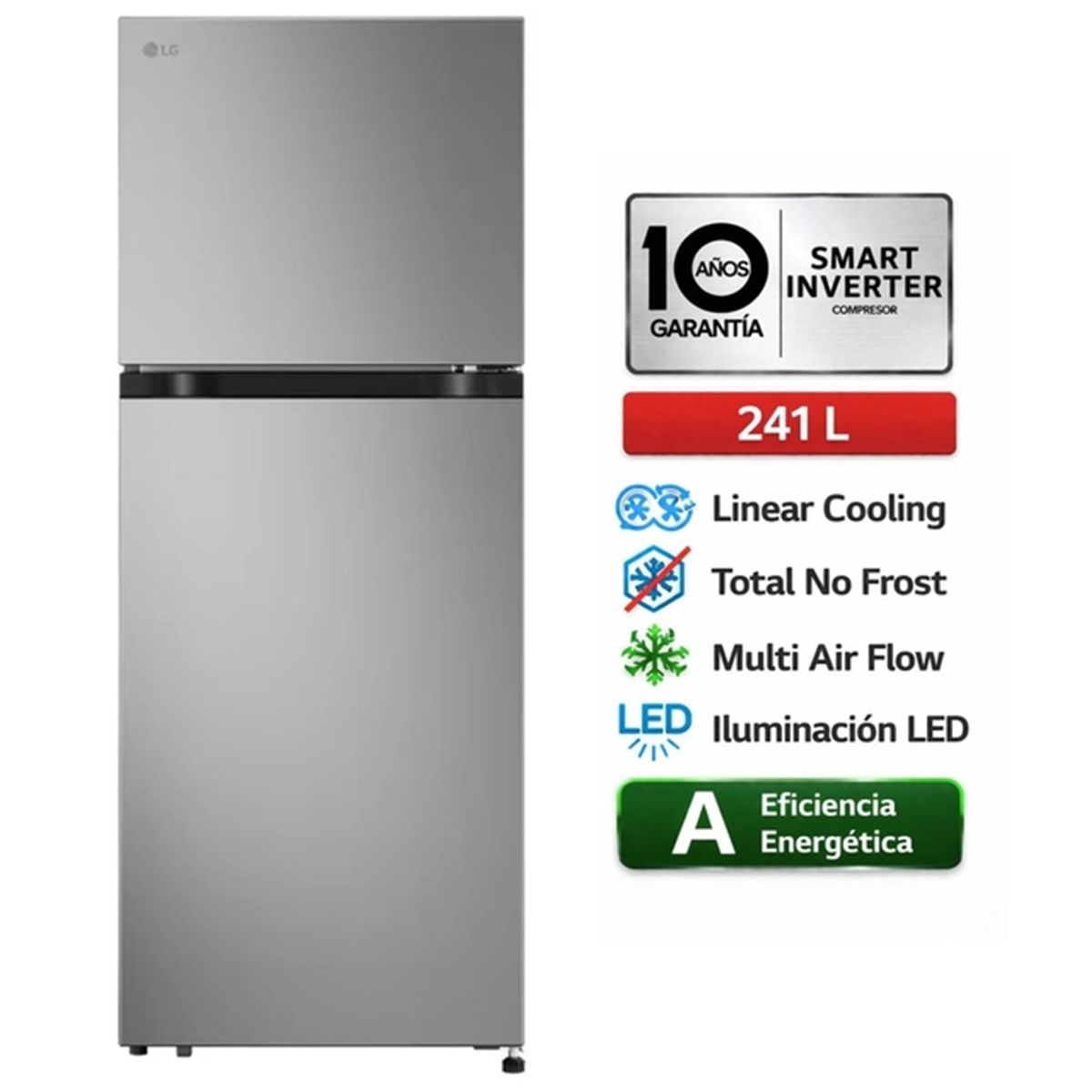 LG - Refrigeradora Lg Vt24bpy Top Freezer 241 litros No Frost Plata