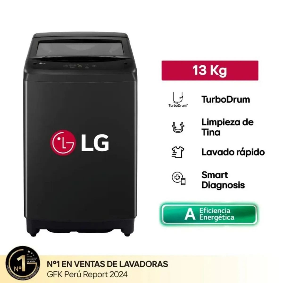 LG - Lavadora 13Kg Carga Superior Onyx Negro LG WT13OBVTB
