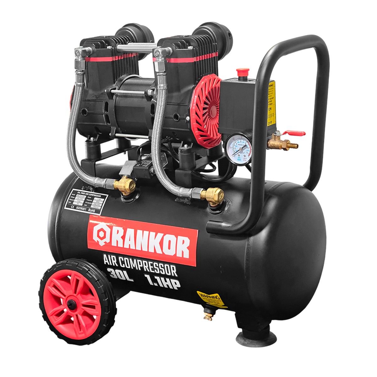 RANKOR - Compresora Silenciosa sin Aceite Industrial Rankor RAC8503001 30 Litros 1.1HP