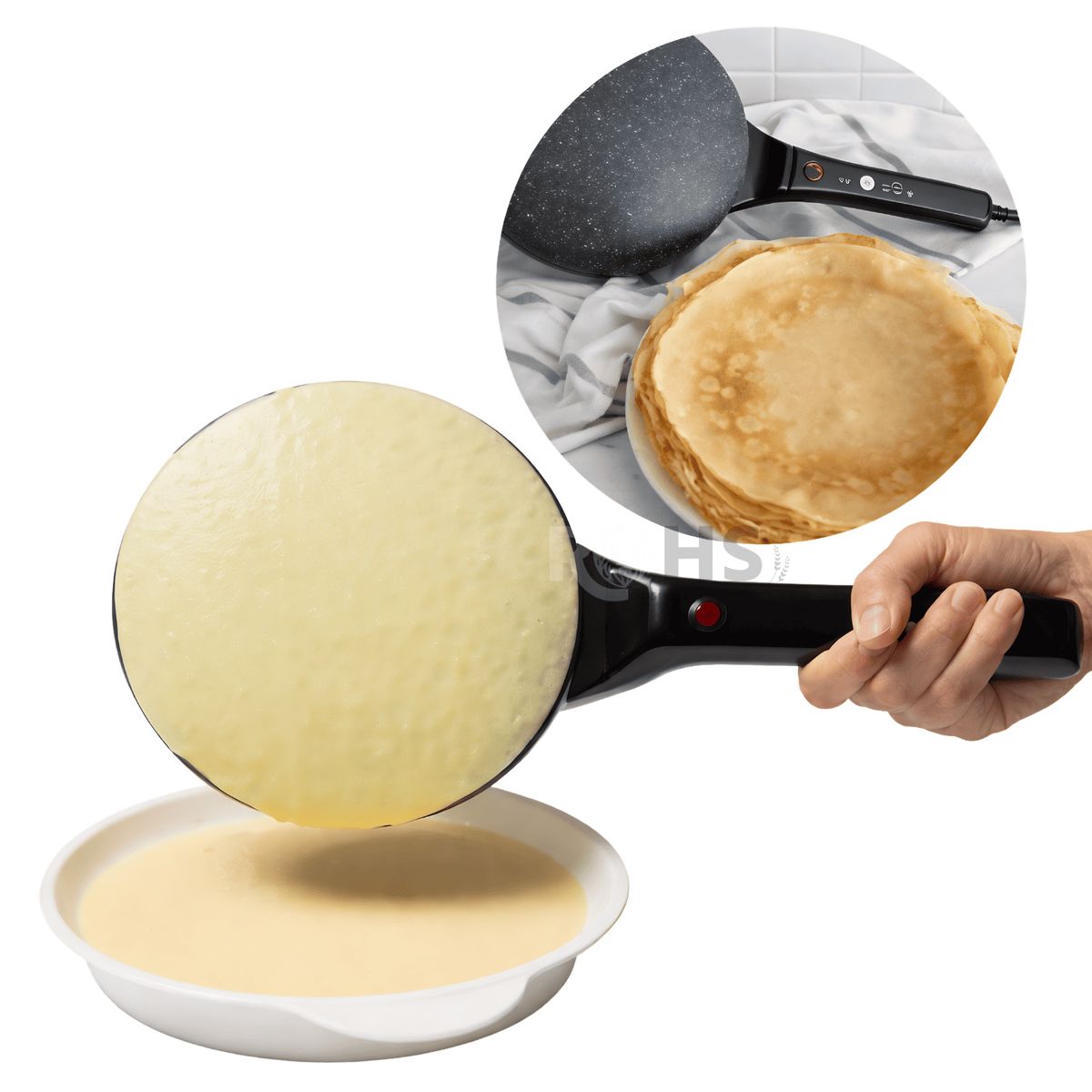 BOMA - Crepera Eléctrica Boma 650W Antiadherente 20cm Para Crepes Panqueques Portátil Uso Cocina