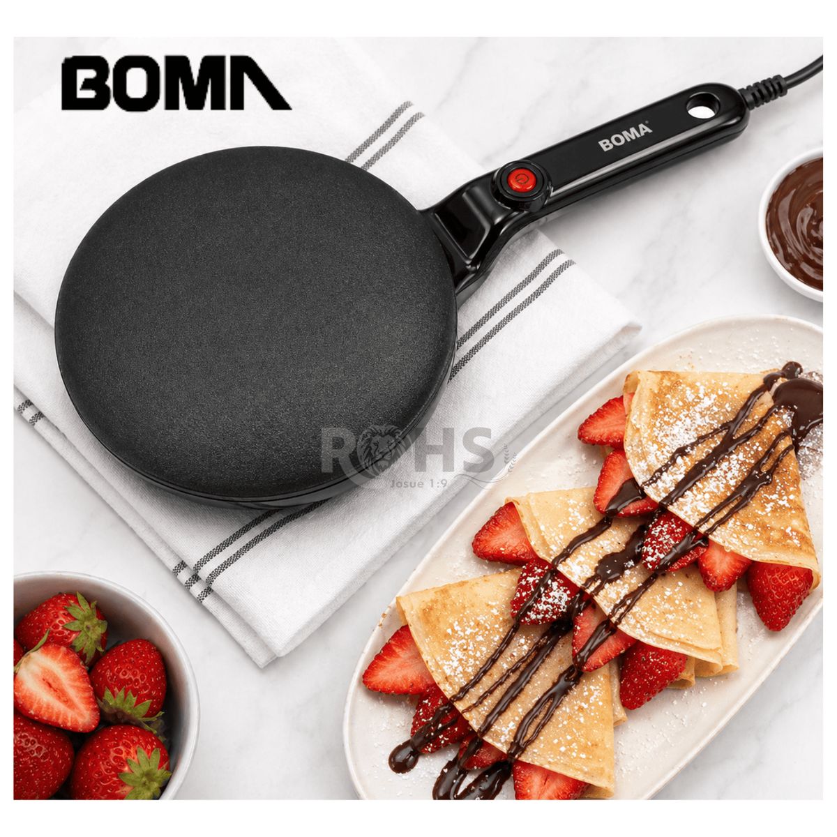 OEM - Crepera Eléctrica Boma 650W Antiadherente 20cm Para Crepes Panqueques Portátil Uso Cocina