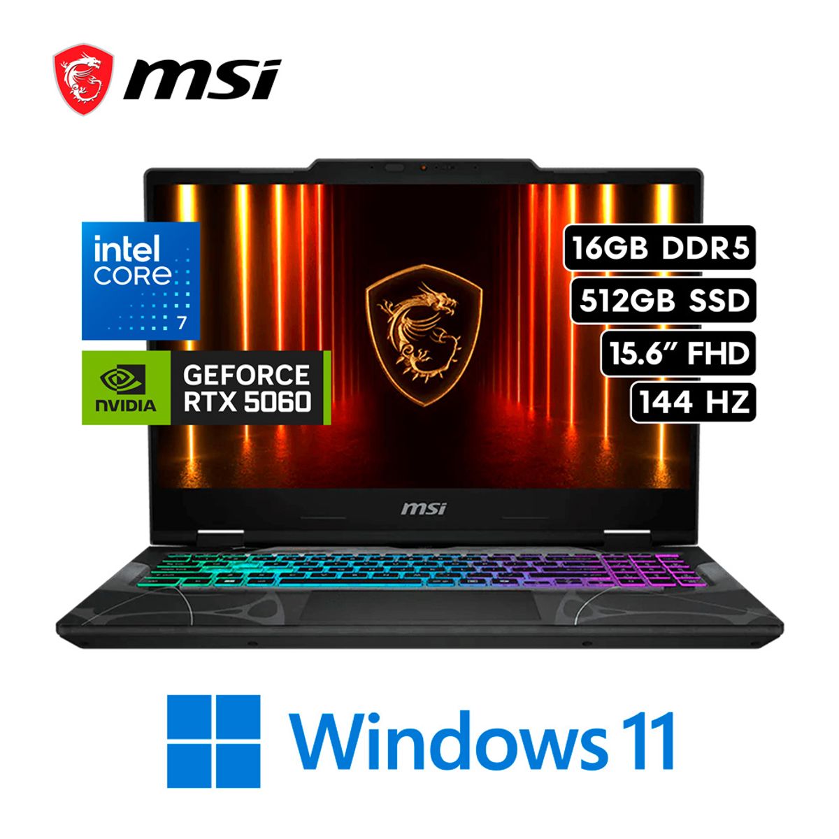 MSI - Laptop Gaming MSI Cyborg 15 B2RWFKG - Intel Core 7 240H 16GB 512GB RTX 5060 8GB 15.6″ 144HZ FHD W11