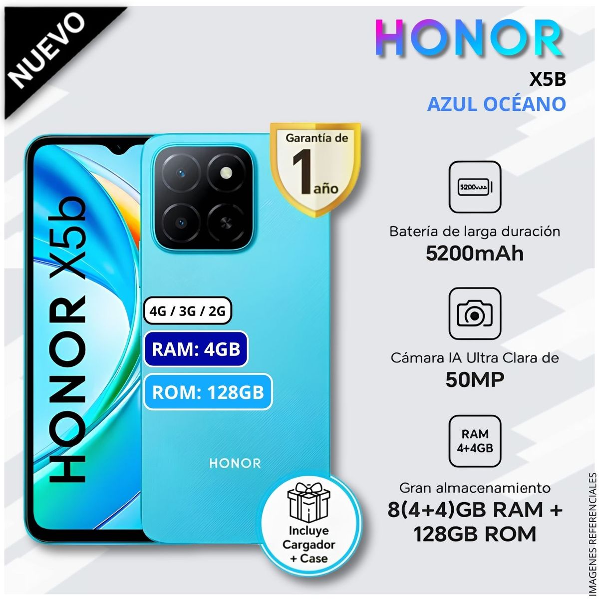 XIAOMI - Celular Smartphone Honor X5B 128GB ROM 4GB RAM 5100 mAh - AZUL OCÉANO