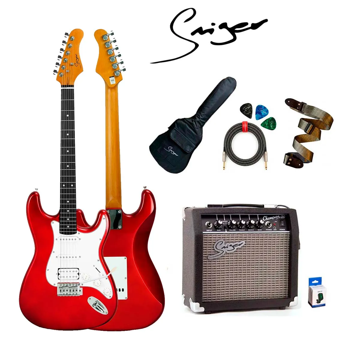 SMIGER - SMIGER PACK DE GUITARRA ELECTRICA Y AMPLIFICADOR 20 WATTS Y FUNDA Y AFINADOR