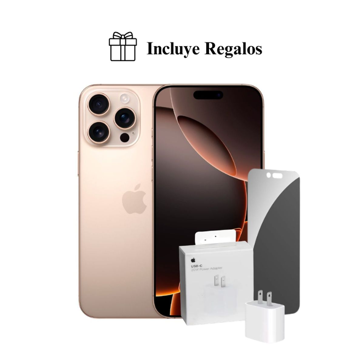 APPLE - Apple iPhone 16 Pro Max 256GB (Chip Fisico) - Desert Titanium + Combo Regalo