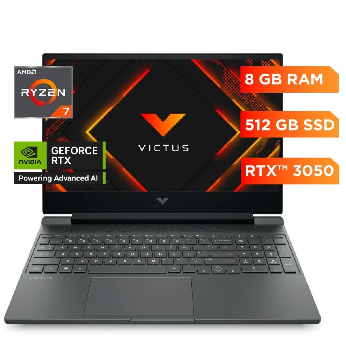 HP - Laptop HP Victus 15-FB3018LA AMD Ryzen 7 7445H 8GB RAM 512GB SSD RTX 3050-6GB 15.6" FHD - 144Hz