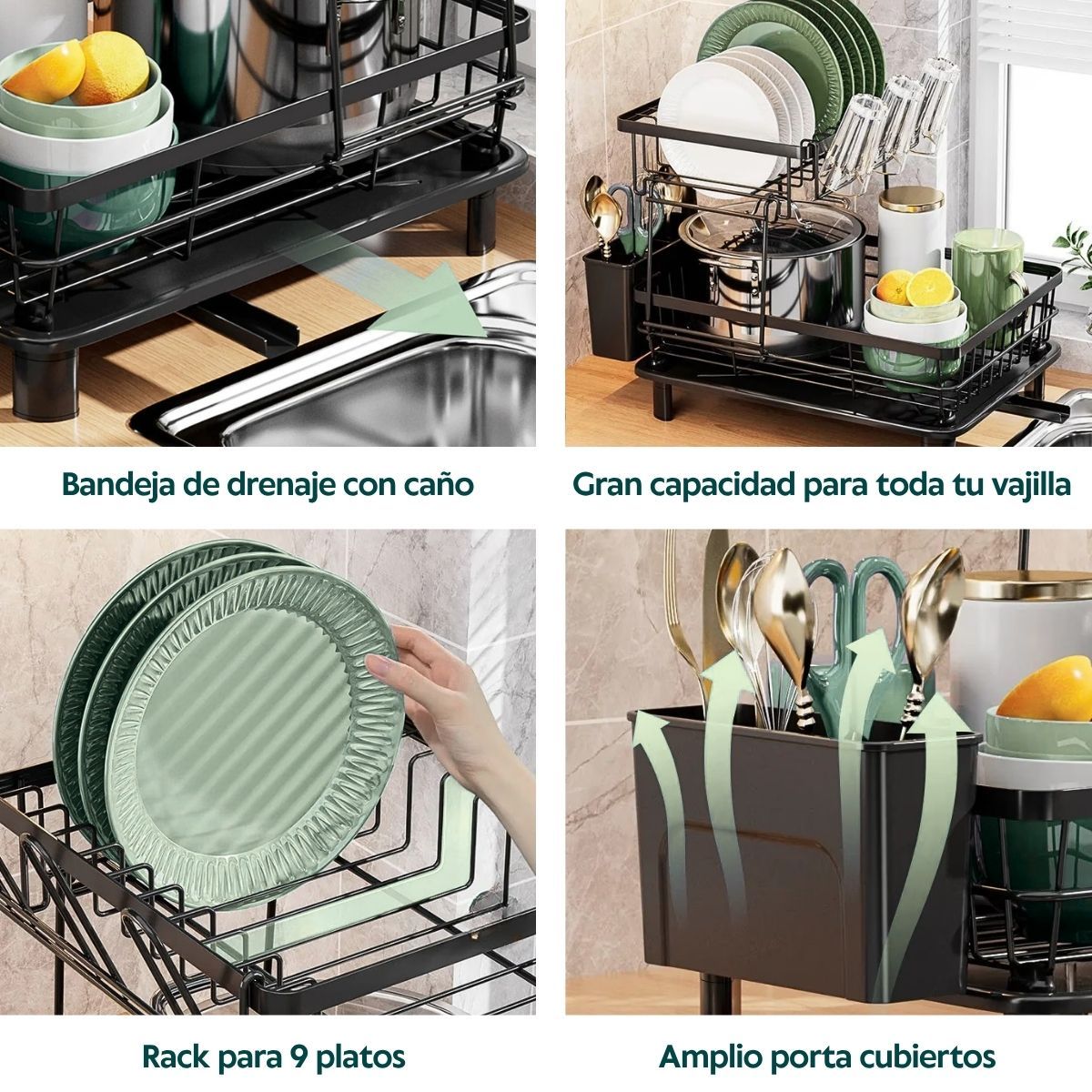 HOGARMAS - Escurridor de Platos Norton de 2 Niveles