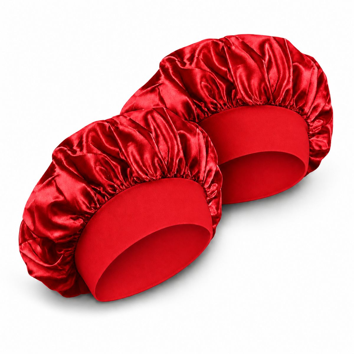 GENERICO - 2 GORROS DE SATIN PARA DORMIR CABELLO LISO Y RIZADO ROJO