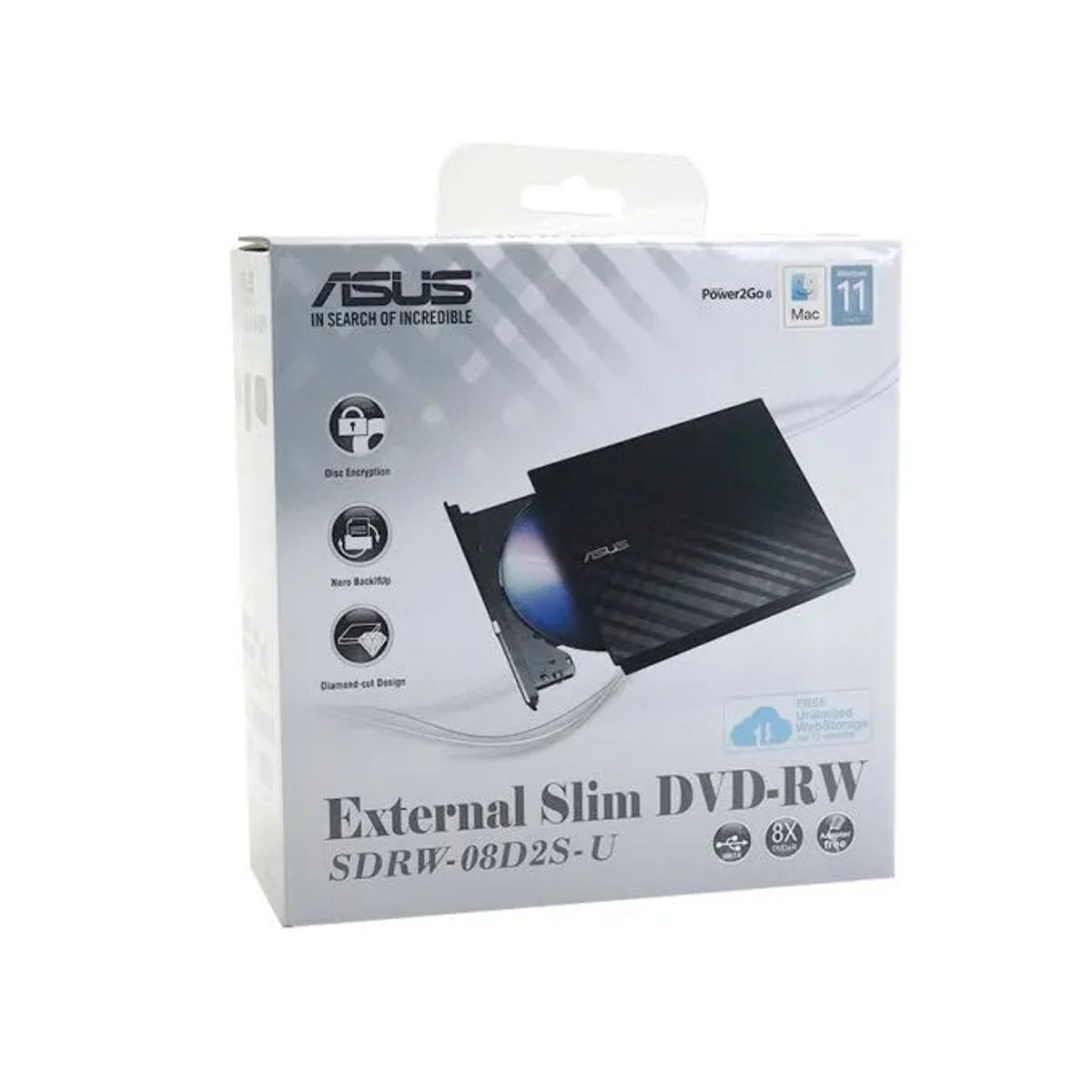ASUS - Lectora Externa ASUS Slim CD - DVD USB Negro - Nuevo - caja levemente dañada