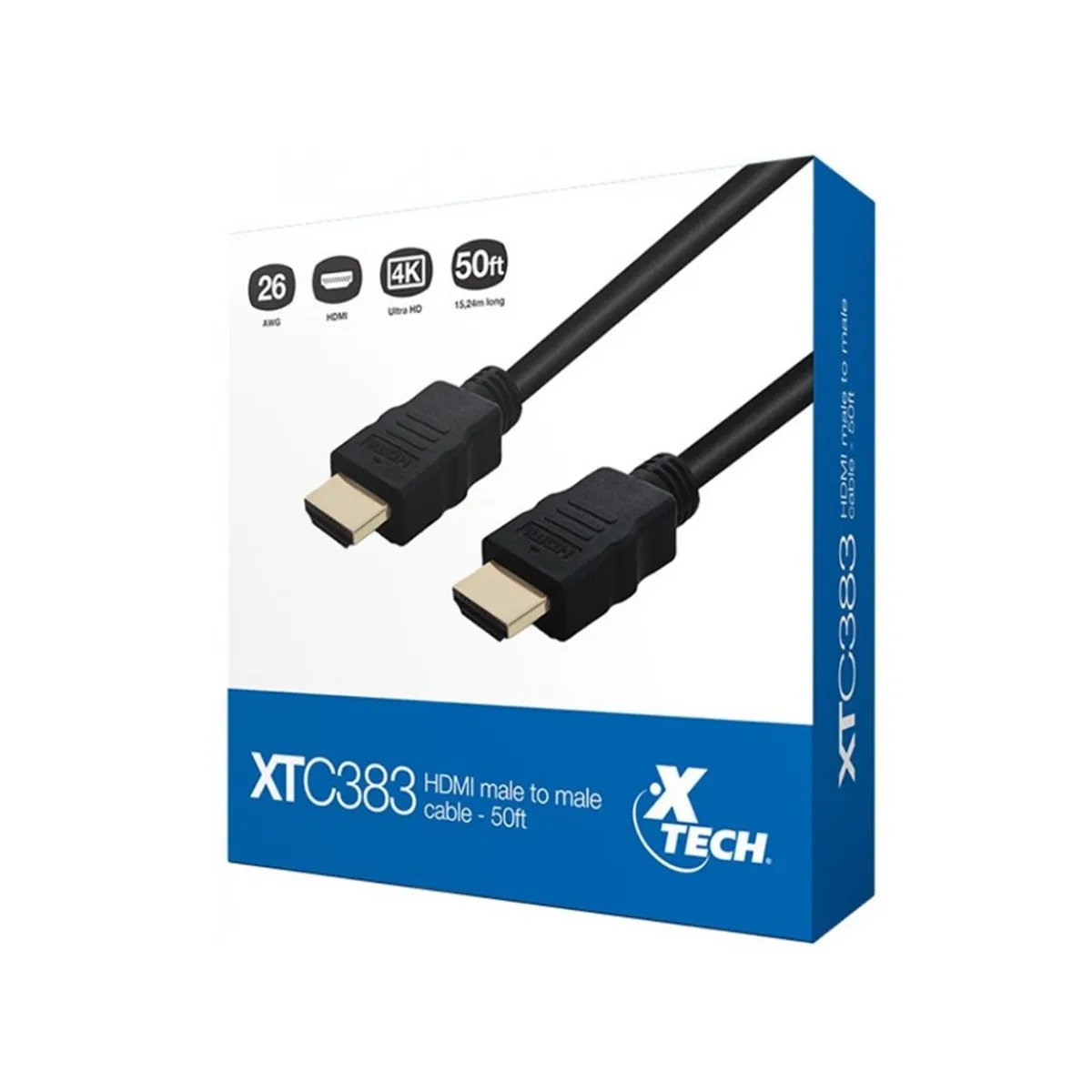 XTECH - Cable HDMI Xtech 50ft alta velocidad para video y audio - Conexión confiable y de larga d