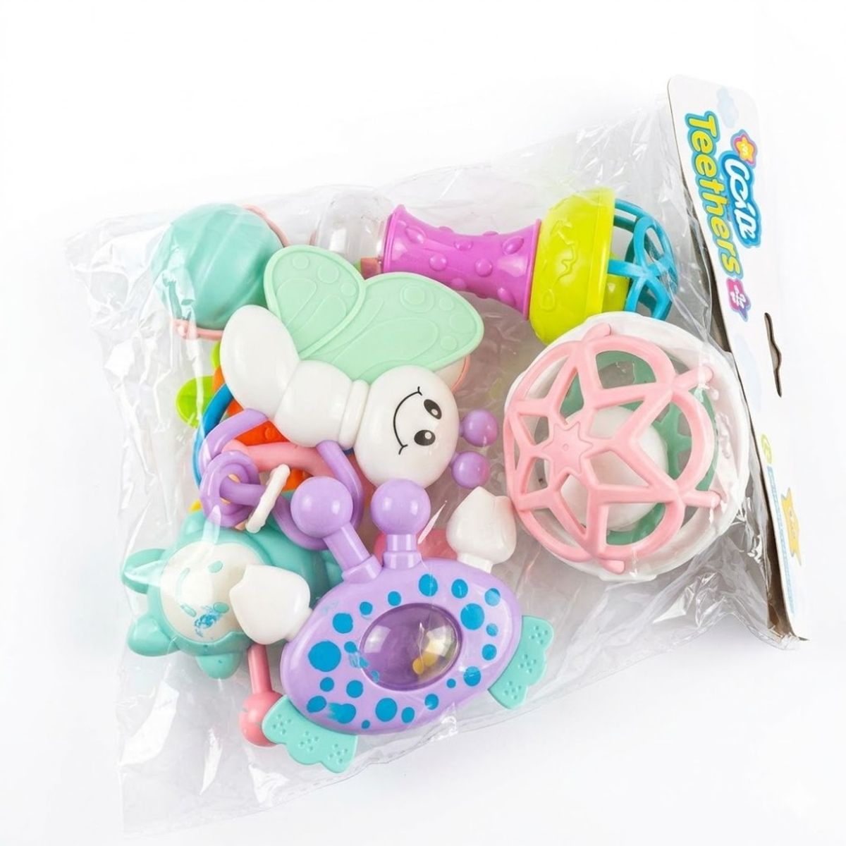 GENERICO - Set de Sonajeros y Mordedores Baby Teethers Rosado