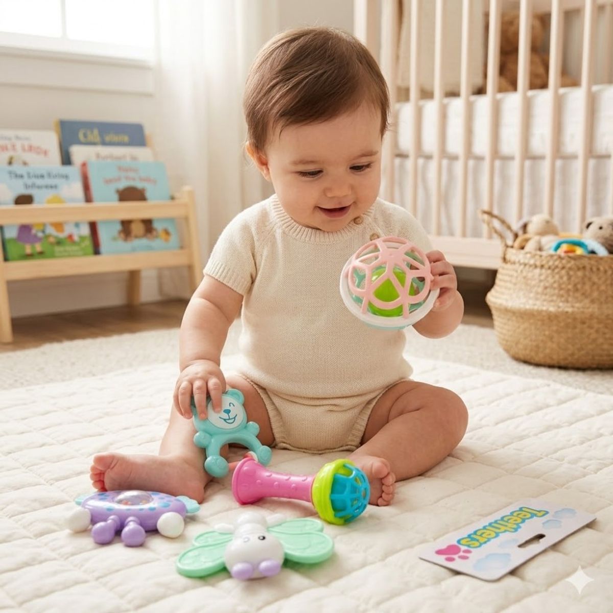 GENERICO - Set de Sonajeros y Mordedores Baby Teethers Rosado
