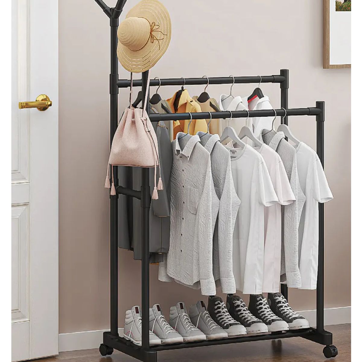 GENERICO - Perchero Colgador Organizador Estante Ropa Negro