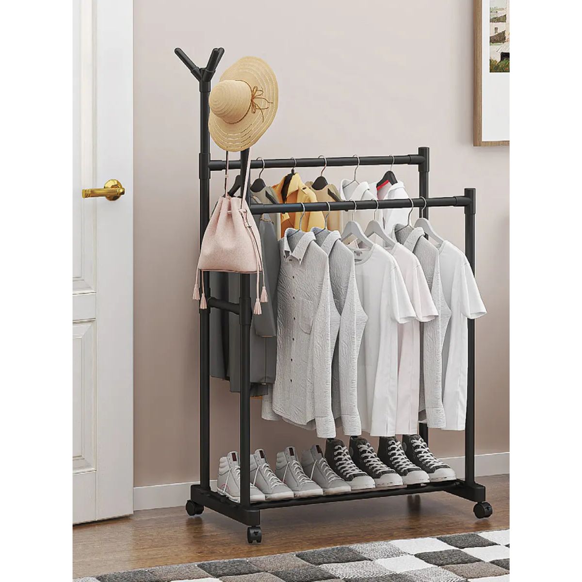 GENERICO - Perchero Colgador Organizador Estante Ropa Negro