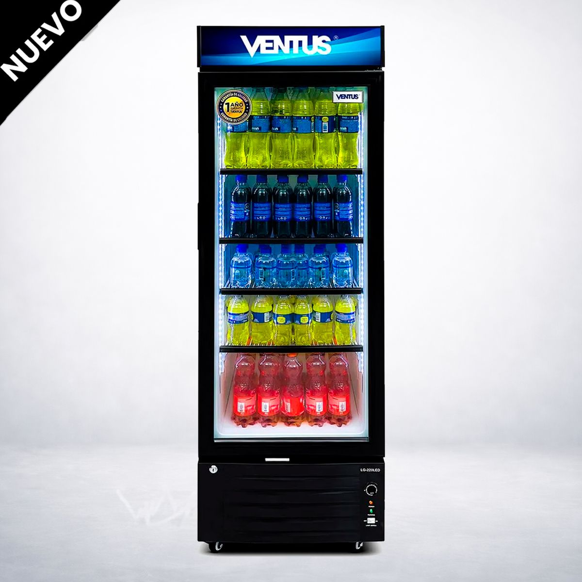 VENTUS - VISICOOLER 1 PTA DE VIDRIO 220LT VENTUS LG-220 LED