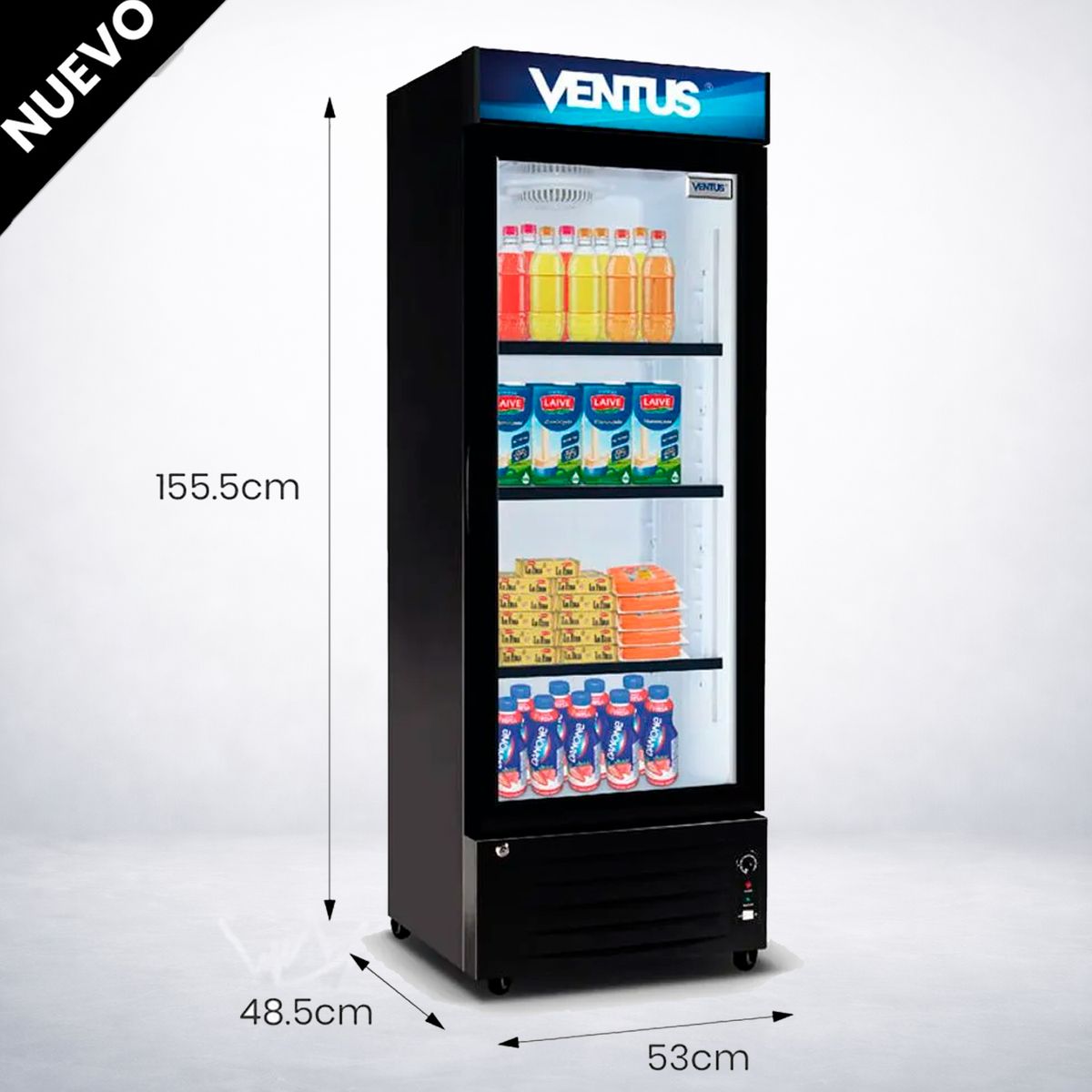 VENTUS - VISICOOLER 1 PTA DE VIDRIO 220LT VENTUS LG-220 LED