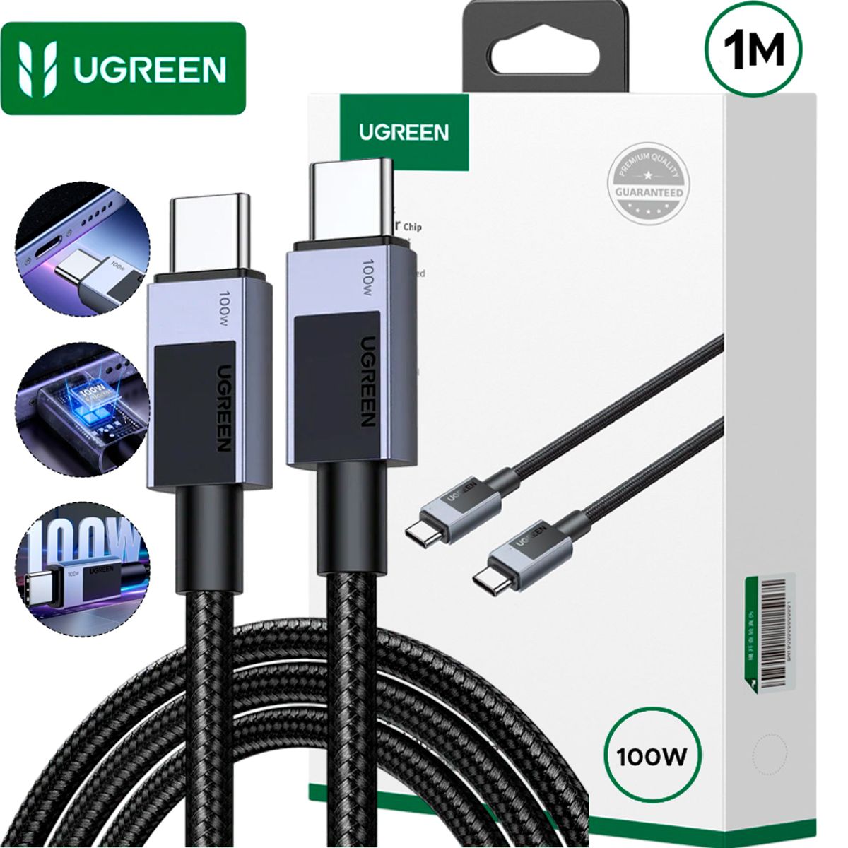 UGREEN - Cable USB-C UGREEN L512 100W PD E-Marker Nylon Trenzado 1m