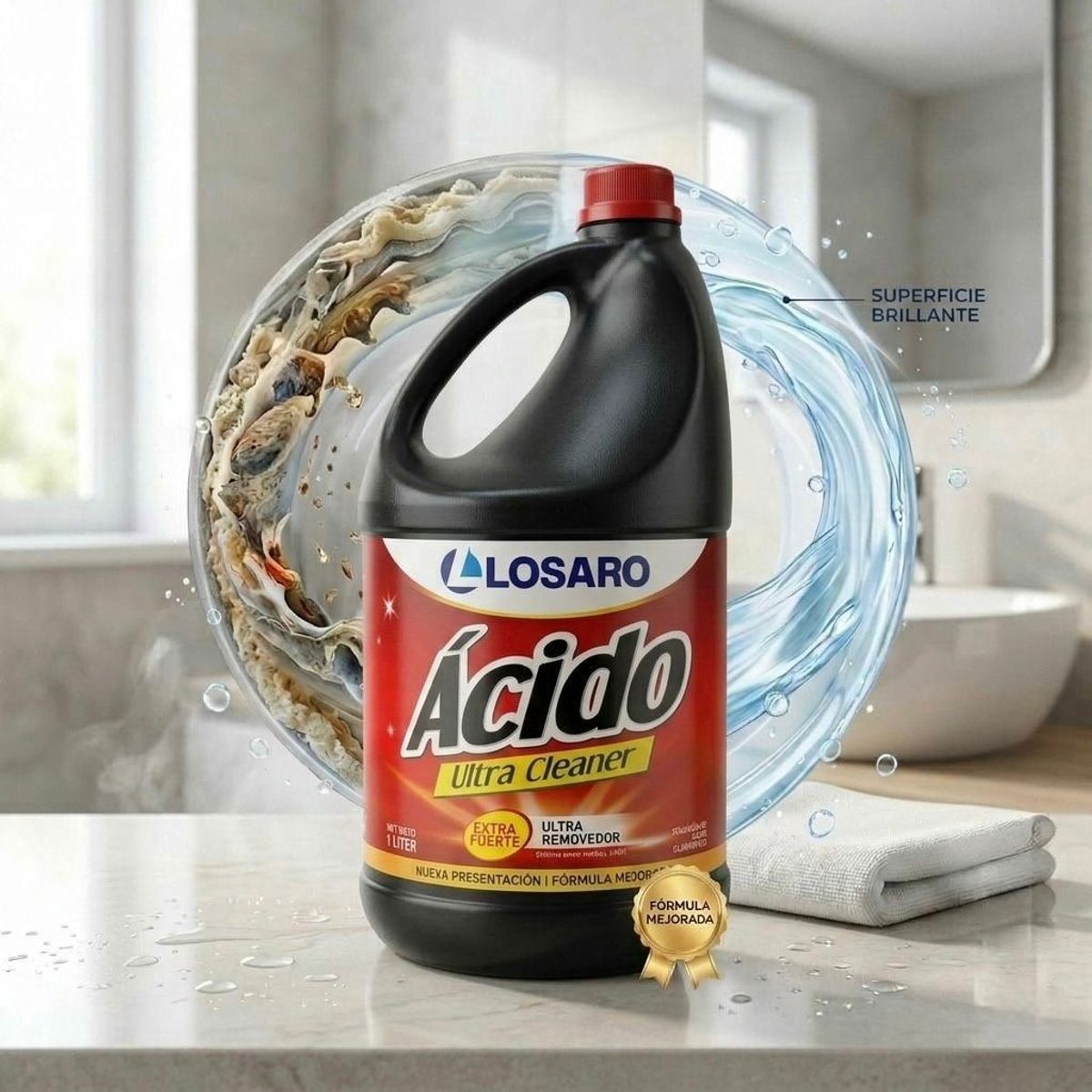 LOSARO - ÁCIDO EXTRA FUERTE ULTRA CLEANER 1 GALON (3.8 LT) - FACIL DE USAR