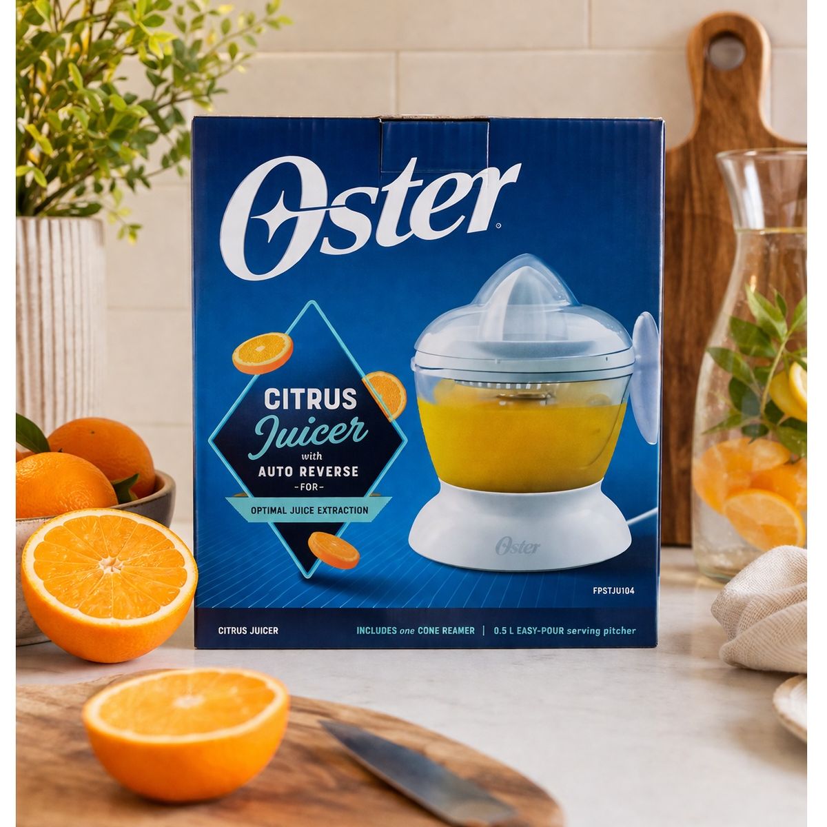 OSTER - Exprimidor de Cítricos Oster Automático 0.5L con Auto Reverse y Jarra