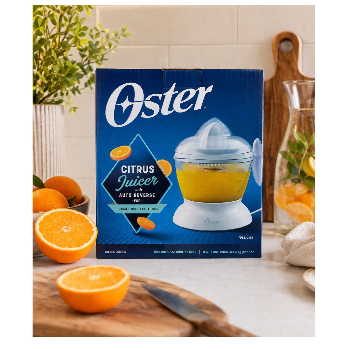OSTER - Exprimidor de Cítricos Oster Automático 0.5L con Auto Reverse y Jarra