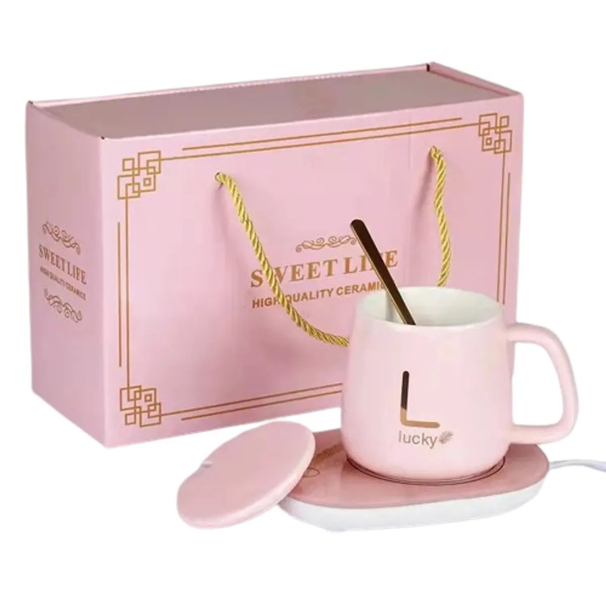 OEM - Taza Mug + Calentador Electrico de Bebidas - Rosado