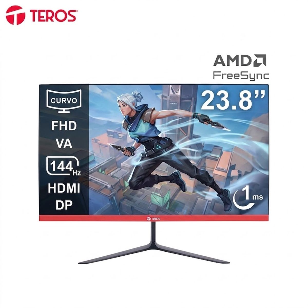 TEROS - MONITOR 24 SEMI CURVO TEROS FULL HD 144HZ 1MS TE-2403S HDMI DP