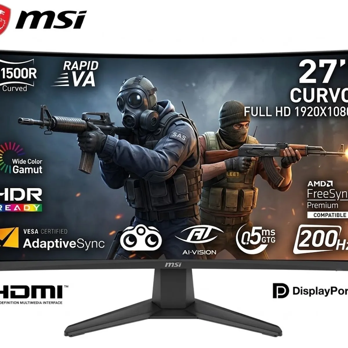 Msi - MONITOR 27 CURVO MSI FULL HD 200HZ 0.5MS MAG-276CF-E20 HDMI DP