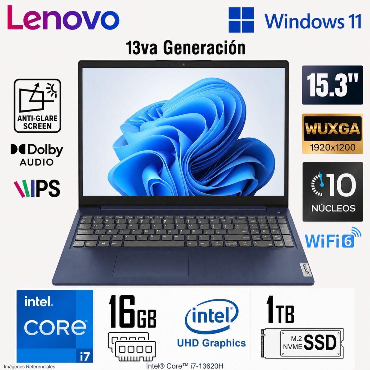 LENOVO - Laptop Lenovo IdeaPad Slim 3 15IRH10 Intel Core i5-13420H 16GB RAM 512GB SSD 15.3" WUXGA Windows 11