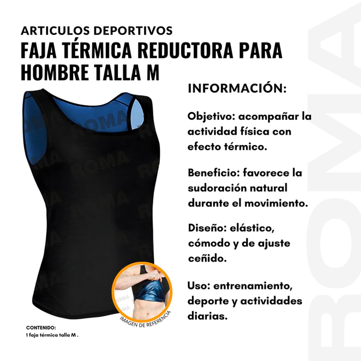 GENERICO - FAJA TÉRMICA REDUCTORA PARA HOMBRE TALLA M