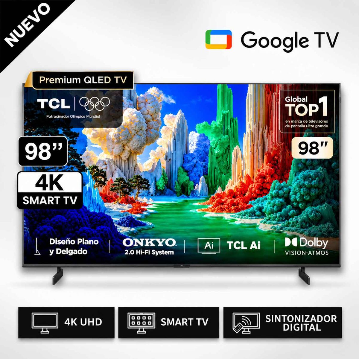 TCL - Televisor TCL 98" Qled Premium 98A400 4k Ultra HD Google TV - 144 Hz