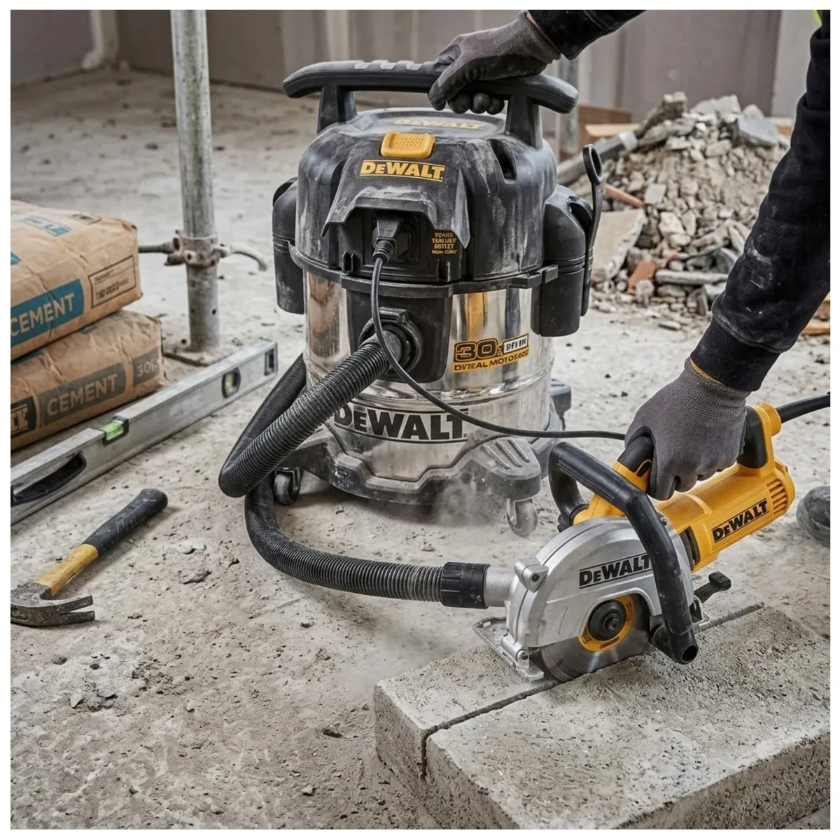 DEWALT - ASPIRADORA PARA SOLIDOS Y LIQUIDO 20 LITROS ACERO INOXIDABLE CON TOMA PARA HERAMIENTAS ELECTRICAS