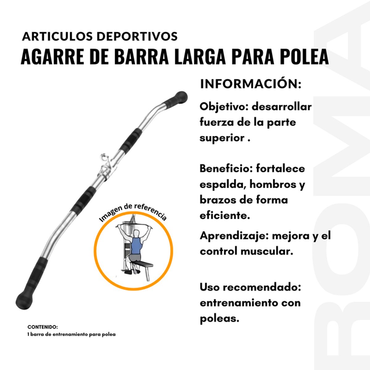 GENERICO - BARRA DE ENTRENAMIENTO PARA POLEA TIPO V