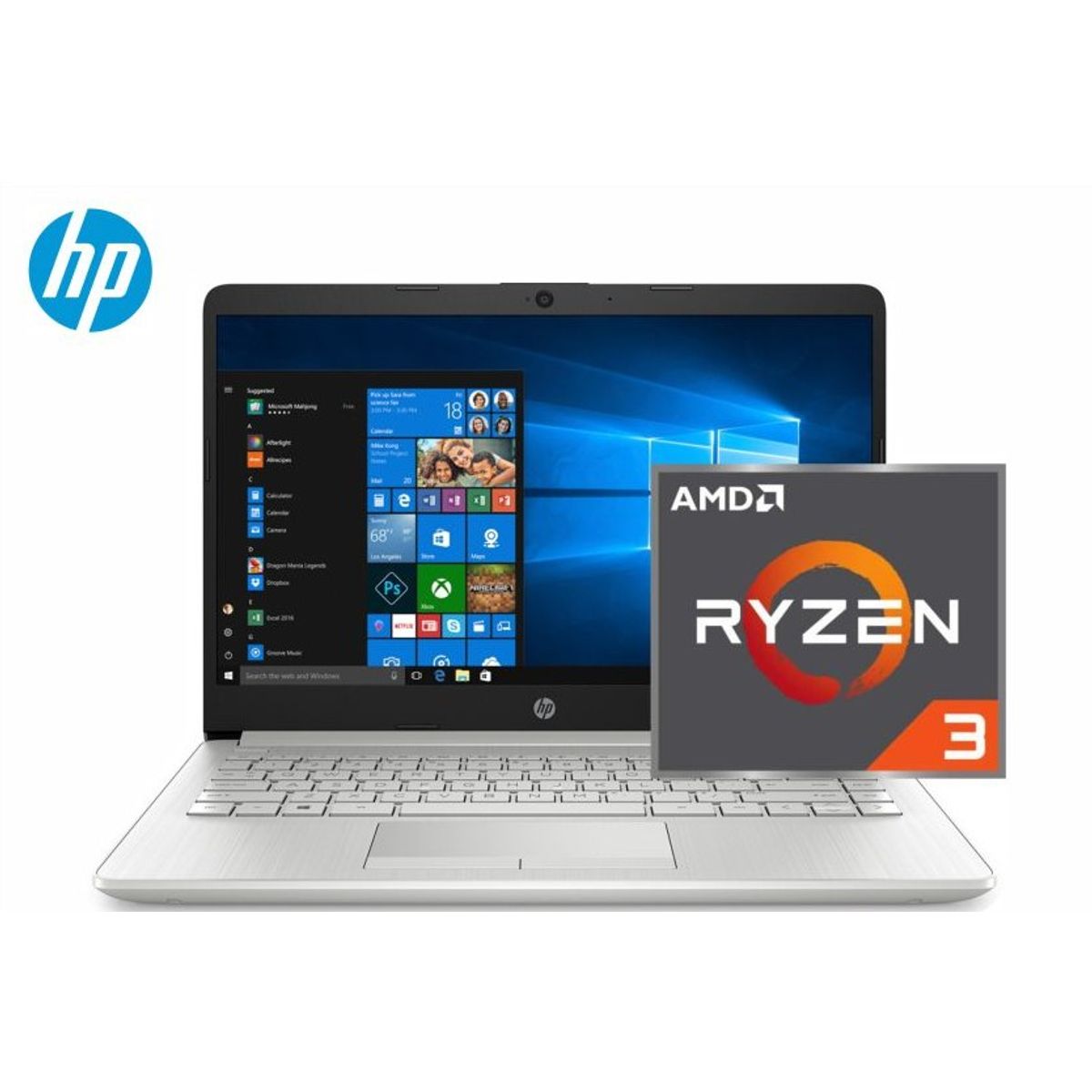 HP - LAPTOP HP 14-DK1025WM AMD RYZEN 3 3250U 2.6GHZ 4GB DDR4, 120GB SSD + 1TB 14" HD (1366X768) VIDEO RADEON VEGA W. 10 COLOR SILVER