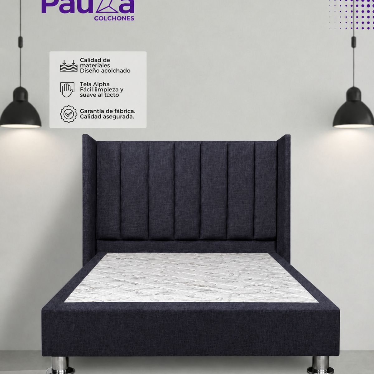 PAUZA - DORMITORIO PREMIUM LINEAL 1.5 PLZ GRAFITO