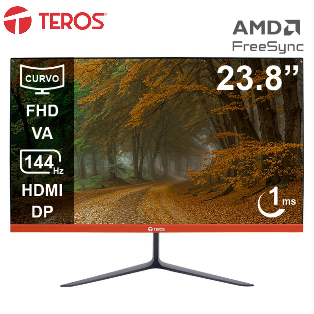 Teros - MONITOR GAMER CURVO TEROS TE-2403S 23.8 FHD VA 144HZ 1MS