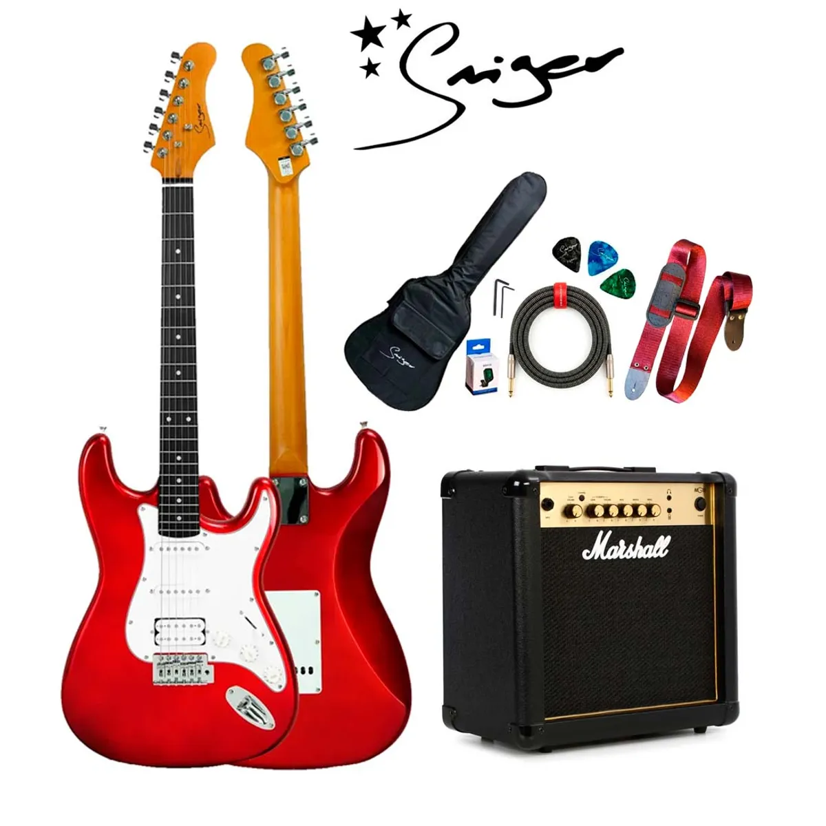 MARSHALL - Pack de Guitarra Electrica HSS + Amplificador Marshall MG15