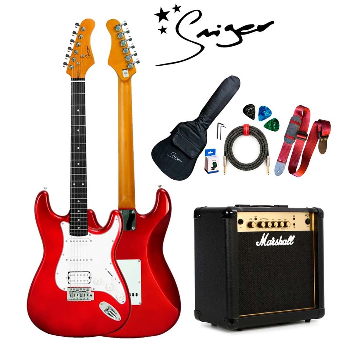 MARSHALL - Pack de Guitarra Electrica HSS + Amplificador Marshall MG15